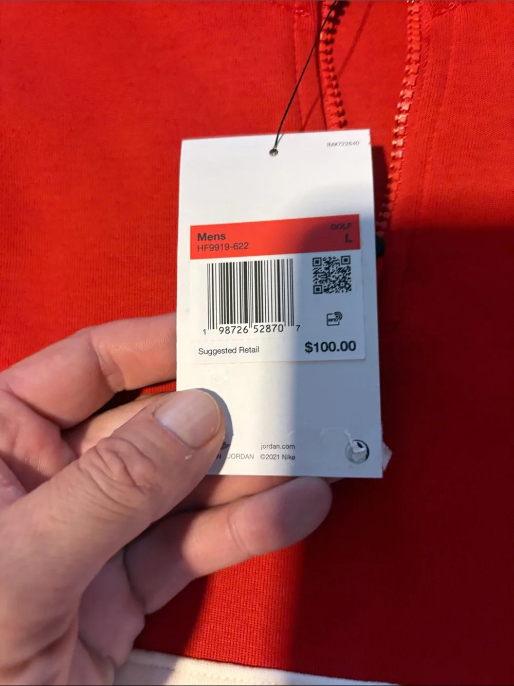 Nike Jordan’s Men’s Size L 1/4 Zip Rugby Style Pullover Red/White NWT!